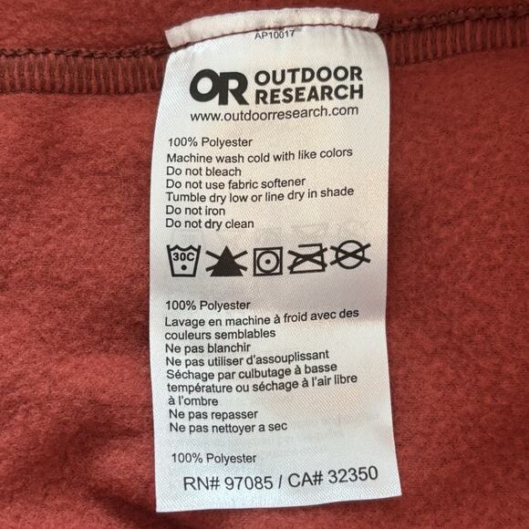 Outdoor Research Mens Fleece XL Orange 1/4 Zip Polartec Pullover Performance - Picture 4 of 9